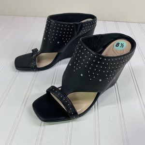 Fergie Reflex black leather wedge sandals